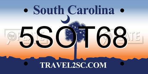 5SOT68 South Carolina License Plate