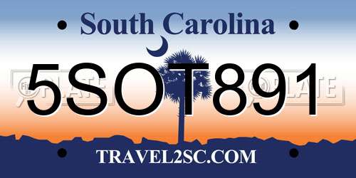5SOT891 South Carolina License Plate