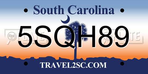 5SQH89 South Carolina License Plate