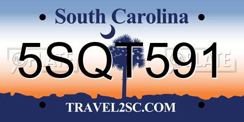 5SQT591 South Carolina License Plate
