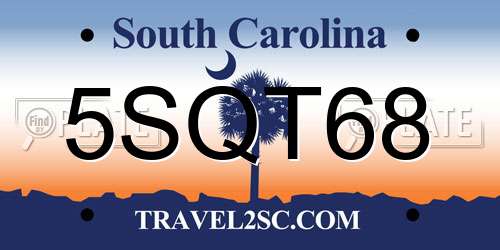 5SQT68 South Carolina License Plate