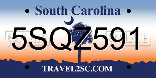 5SQZ591 South Carolina License Plate