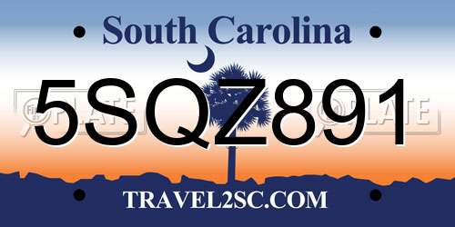 5SQZ891 South Carolina License Plate