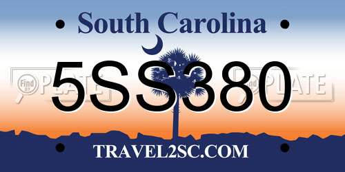 5SS380 South Carolina License Plate