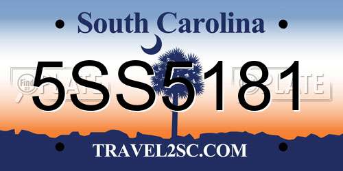 5SS5181 South Carolina License Plate