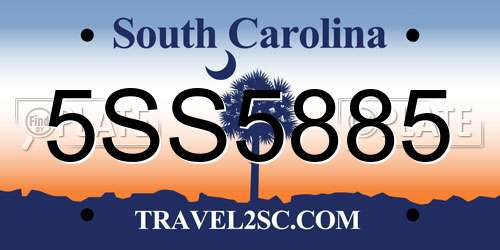 5SS5885 South Carolina License Plate