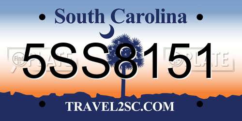 5SS8151 South Carolina License Plate