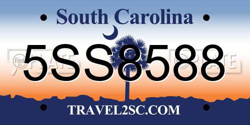 5SS8588 South Carolina License Plate