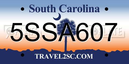 5SSA607 South Carolina License Plate