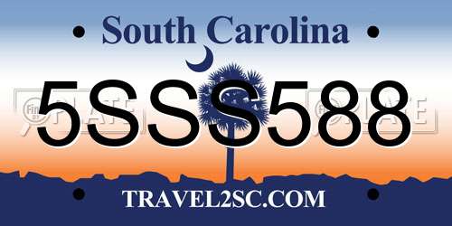 5SSS588 South Carolina License Plate