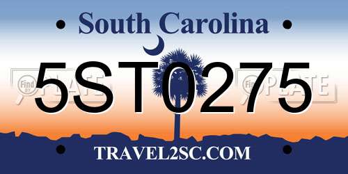 5ST0275 South Carolina License Plate