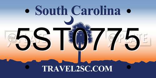 5ST0775 South Carolina License Plate