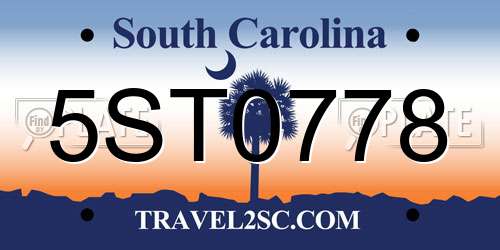 5ST0778 South Carolina License Plate