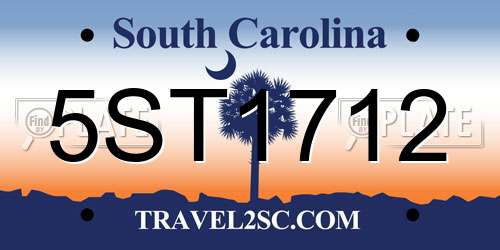 5ST1712 South Carolina License Plate