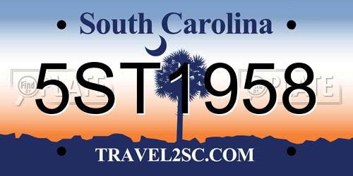 5ST1958 South Carolina License Plate