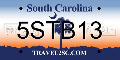 5STB13 South Carolina License Plate