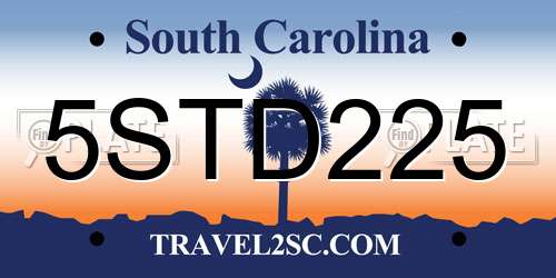 5STD225 South Carolina License Plate