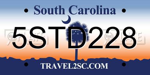 5STD228 South Carolina License Plate