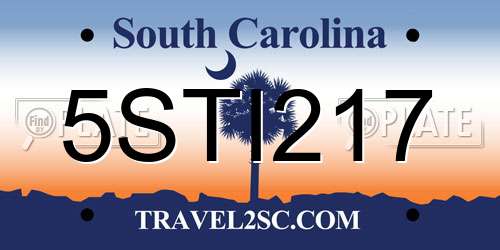 5STI217 South Carolina License Plate