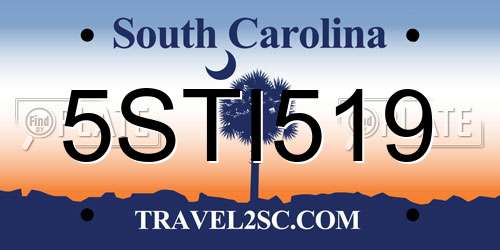 5STI519 South Carolina License Plate