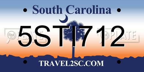 5STI712 South Carolina License Plate