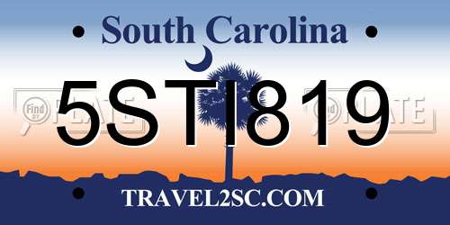 5STI819 South Carolina License Plate