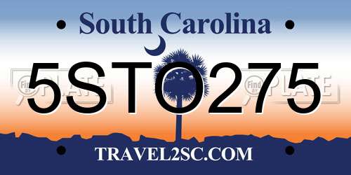 5STO275 South Carolina License Plate