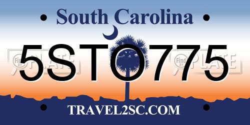 5STO775 South Carolina License Plate