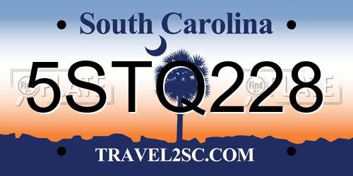 5STQ228 South Carolina License Plate