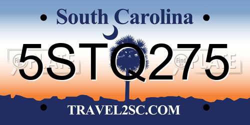 5STQ275 South Carolina License Plate
