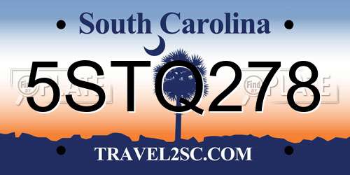 5STQ278 South Carolina License Plate