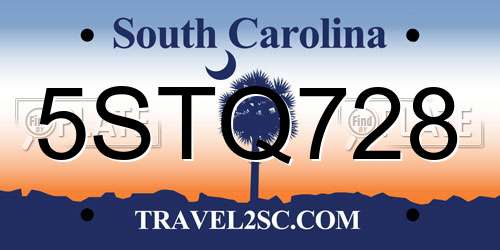 5STQ728 South Carolina License Plate
