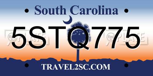 5STQ775 South Carolina License Plate