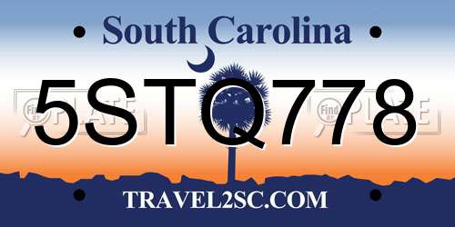 5STQ778 South Carolina License Plate