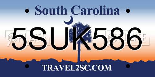 5SUK586 South Carolina License Plate