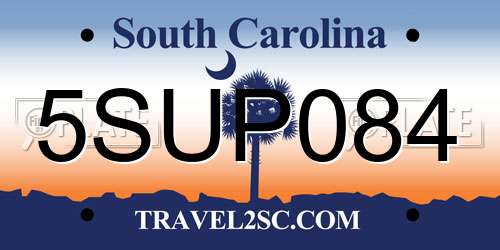 5SUP084 South Carolina License Plate
