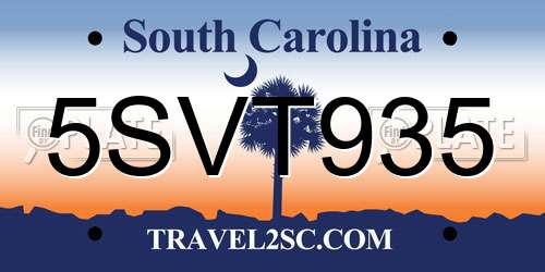 5SVT935 South Carolina License Plate