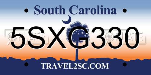 5SXG330 South Carolina License Plate