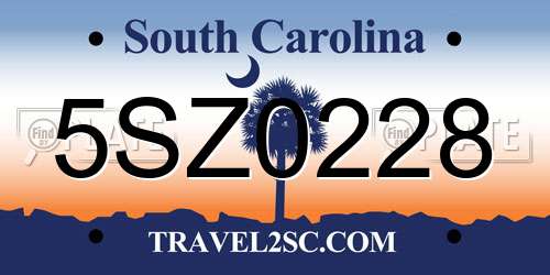 5SZ0228 South Carolina License Plate