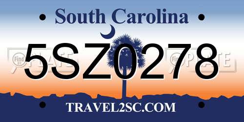 5SZ0278 South Carolina License Plate