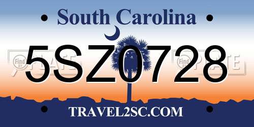5SZ0728 South Carolina License Plate