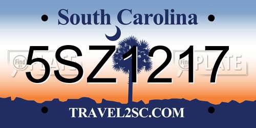 5SZ1217 South Carolina License Plate