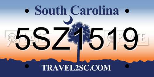 5SZ1519 South Carolina License Plate