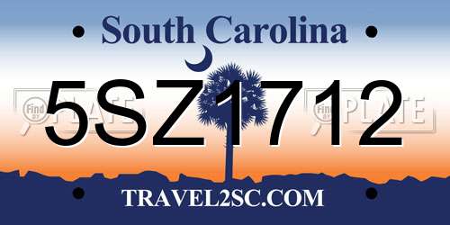 5SZ1712 South Carolina License Plate