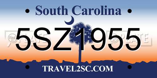 5SZ1955 South Carolina License Plate