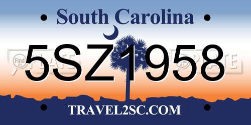 5SZ1958 South Carolina License Plate