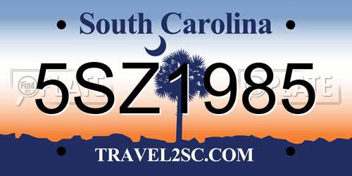 5SZ1985 South Carolina License Plate