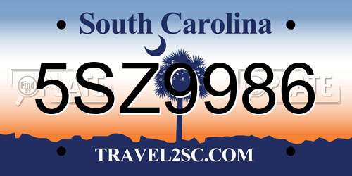 5SZ9986 South Carolina License Plate