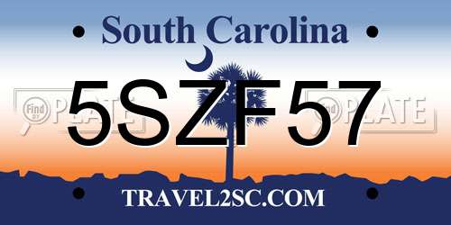 5SZF57 South Carolina License Plate