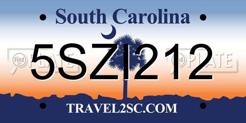 5SZI212 South Carolina License Plate